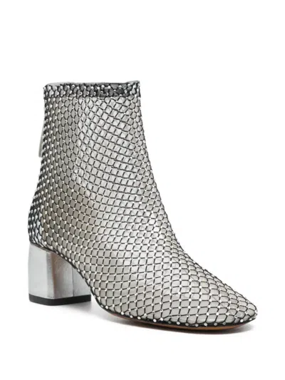 Forte Forte Mesh-panel Block-heel Boots In Silver