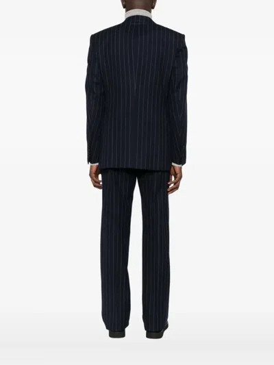 Tom Ford Pinstripe Wool Jacket In Blue