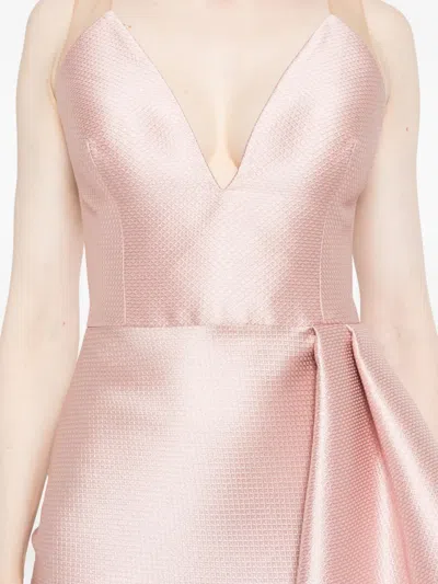 Gemy Maalouf V-neck Ruffled Gown In Pink