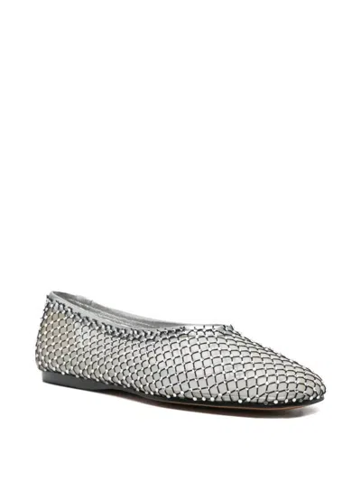 Forte Forte Strass Mesh Anckle Ballerina In Nero In White