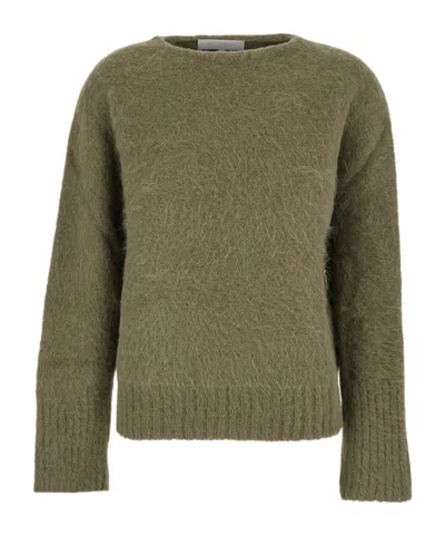 Antonelli Adriano Green Sweater With Brushed-effect In Wool Blend Woman In Green