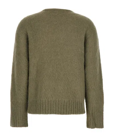 Antonelli Adriano Green Sweater With Brushed-effect In Wool Blend Woman In Green