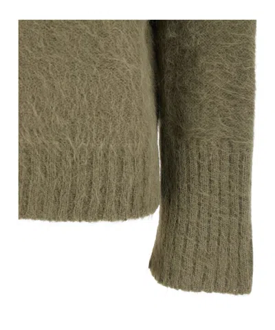 Antonelli Adriano Green Sweater With Brushed-effect In Wool Blend Woman In Green