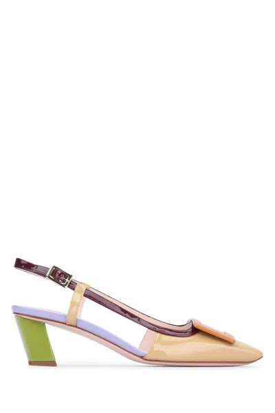 Roger Vivier Belle Vivier 45 Color-block Patent-leather Slingback Pumps In Multi