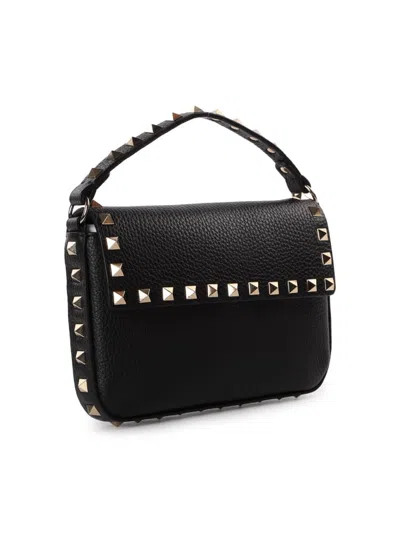 Valentino Garavani Rockstud Logo-embossed Leather Cross-body Bag In Black