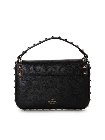 Valentino Garavani Rockstud Logo-embossed Leather Cross-body Bag In Black