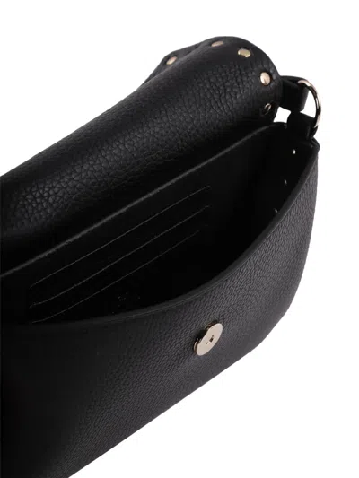 Valentino Garavani Rockstud Logo-embossed Leather Cross-body Bag In Black