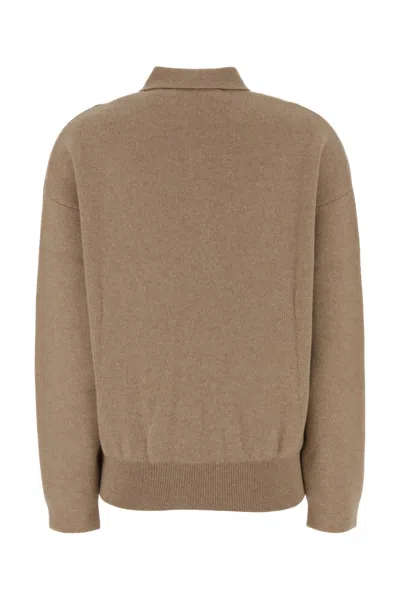 Jacquemus Polo Collar Knitwear With Ribbed Cuffs And Hem In Brown