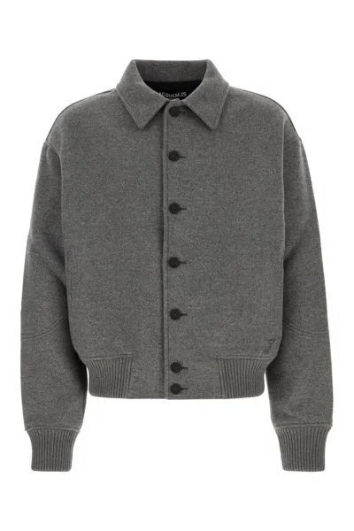Jacquemus Mens Grey Feltro Pointed-collar Wool Bomber Jacket In Gray