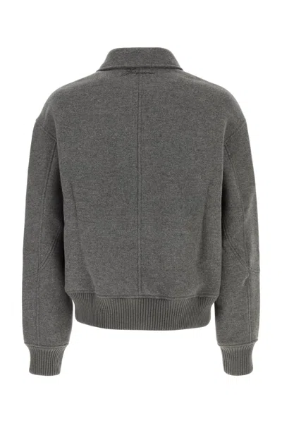 Jacquemus Mens Grey Feltro Pointed-collar Wool Bomber Jacket In Gray
