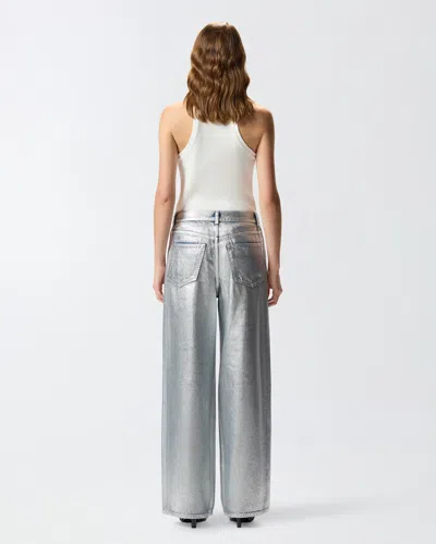 Pinko Lauryn Loose Coated Jeans In Laminated Silver In Silver