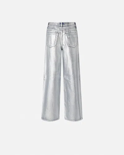 Pinko Lauryn Loose Coated Jeans In Laminated Silver In Silver