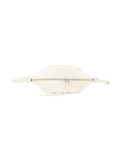 Jil Sander Logo-embossed Leather Shoulder Bag In Weiss