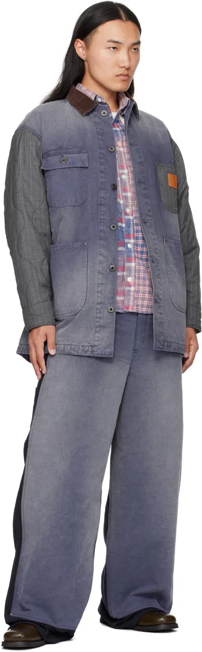 Khoki Pinstripe Panelled Trousers In Blue