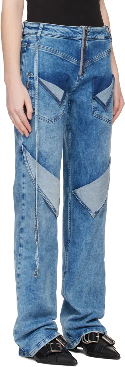 Ottolinger Blue Loose Fit Jeans In Burgundy