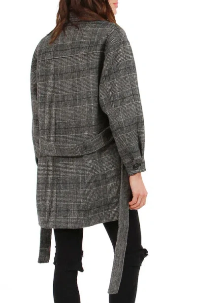 Belle & Bloom Back Together Plaid Wool Blend Coat In Gray