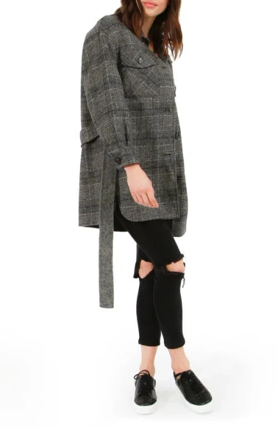 Belle & Bloom Back Together Plaid Wool Blend Coat In Gray
