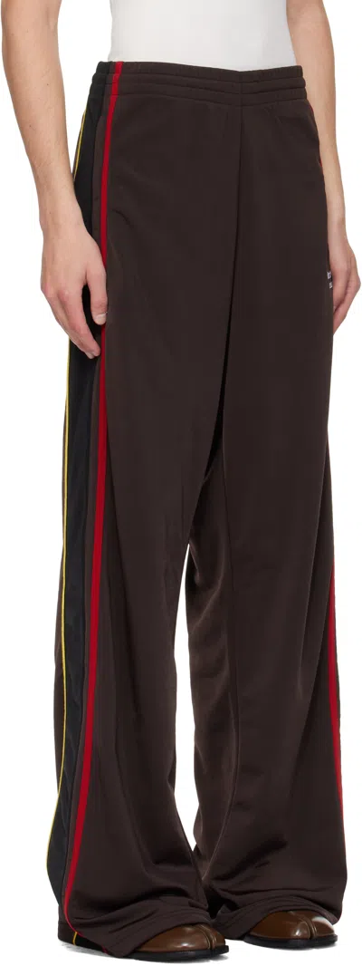 Martine Rose Wide-leg Casual Pants With Contrasting Side Stripes In Burgundy