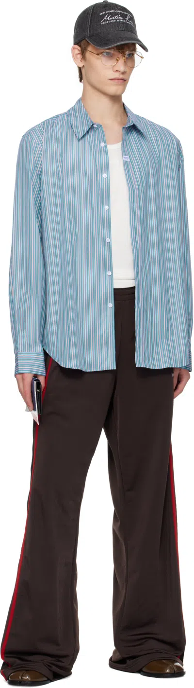 Martine Rose Wide-leg Casual Pants With Contrasting Side Stripes In Burgundy