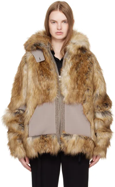 Ottolinger Womens Oversized Furry Faux-fur Jacket In Gold