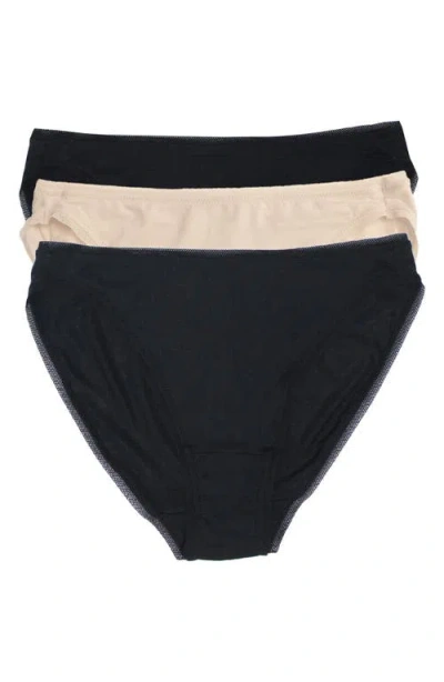 Felina Assorted 3-pack So Smooth High Cut Bikinis In Black