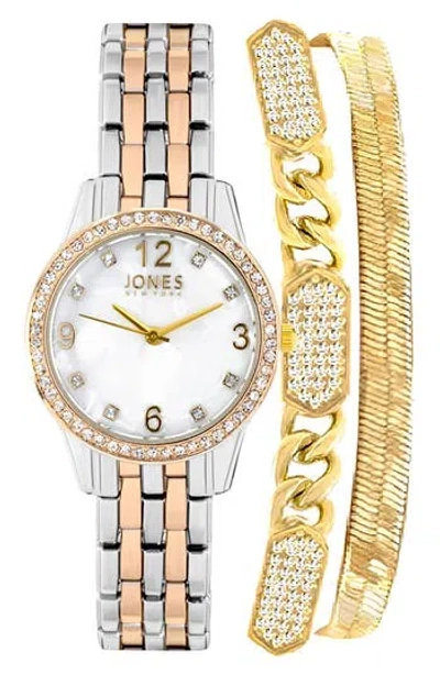 I Touch Two-tone Crystal Bracelet Watch & Bracelets Set, 30mm In Multi