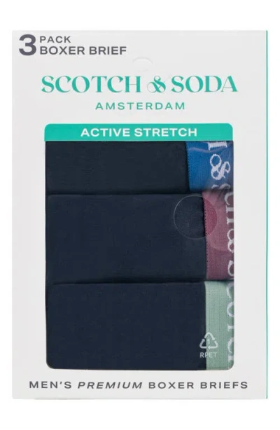 Scotch & Soda Assorted 3-pack Stretch Boxer Briefs In Multi