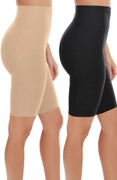 Memoi High Waist 2-pack Shaping Shorts In Black