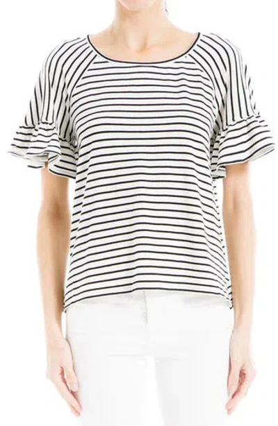 Max Studio Flutter Textured Knit Top In Black