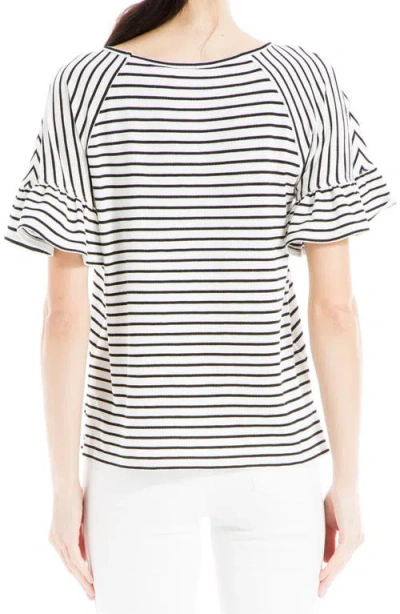 Max Studio Flutter Textured Knit Top In Black