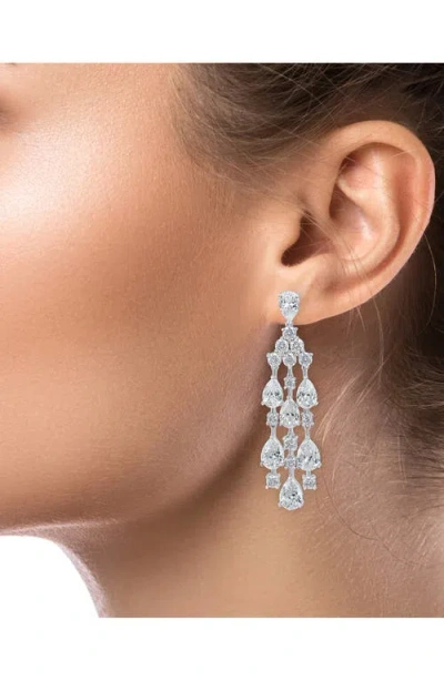 Cz By Kenneth Jay Lane Cubic Zirconia Chandelier Drop Earrings In Silver