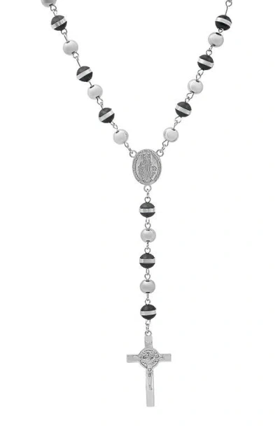 Hmy Jewelry Mixed Material Rosary Necklace In Metallic