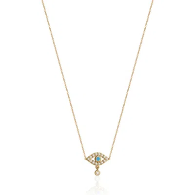 Gabi Rielle 14k Over Silver Cz Mini Evil Eye Necklace In Gold