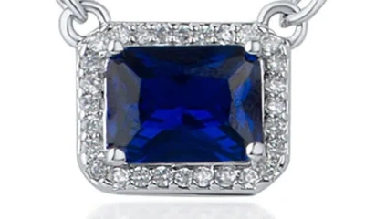 Cz By Kenneth Jay Lane Cz Halo Emerald Cut Station Chain Necklace In Metallic