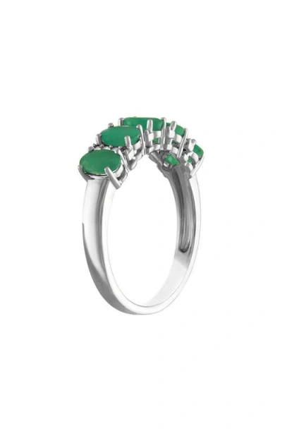 Fzn Sterling Silver Emerald & Diamond Ring In Multi