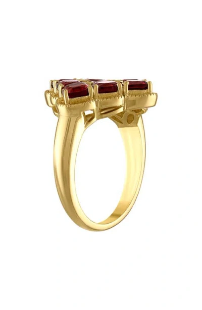 Fzn 14k Gold Plated Sterling Silver Garnet & Diamond Ring