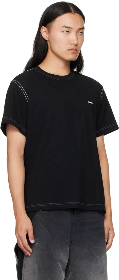 Khoki Black Printed T-shirt In Black