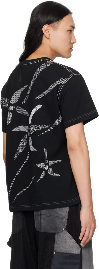 Khoki Black Printed T-shirt In Black