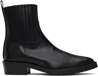 Toga Virilis Ssense Exclusive Black Hard Leather Chelsea Boots In Black
