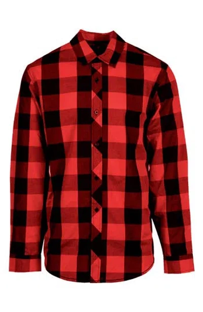 Burnside Buffalo Plaid Flannel Button-up Shirt In Red