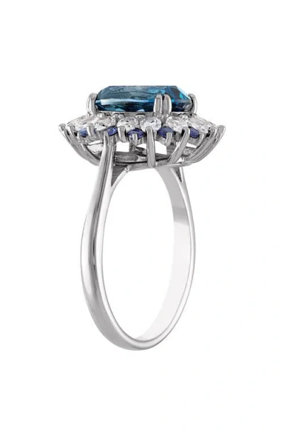 Fzn Sterling Silver London Blue Topaz And Created Sapphire Ring In Multi