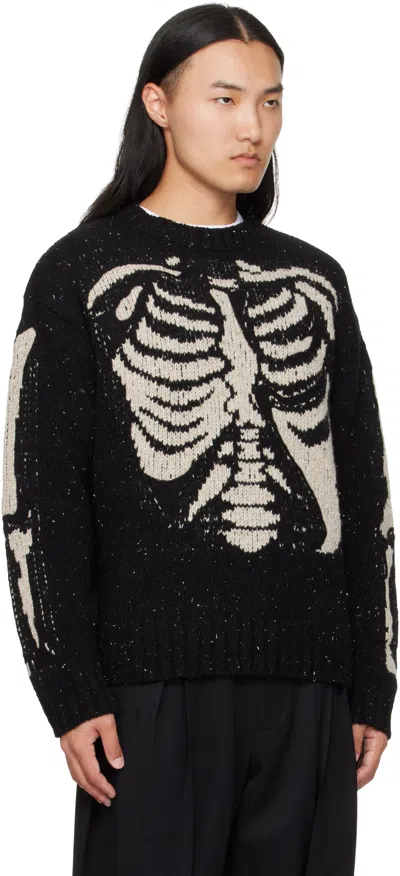 Khoki Black Needle Punched Knit Sweater In Black
