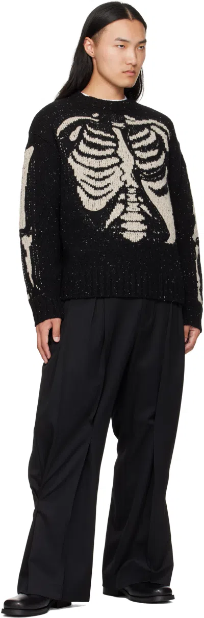 Khoki Black Needle Punched Knit Sweater In Black