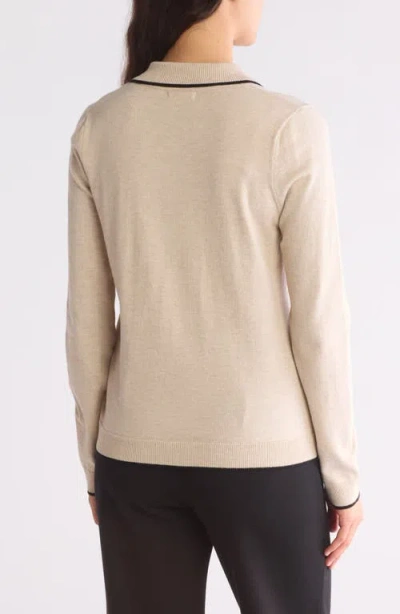 Max Studio Tipped Button Front Cardigan In Brown