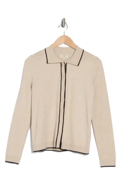 Max Studio Tipped Button Front Cardigan In Brown