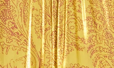 Cinq À Sept Dragon Paisley Riva Long Sleeve Dress In Gold