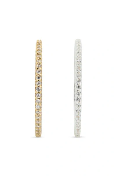 Argento Vivo Set Of Two Cz Pave Slim Stackable Rings In Multi