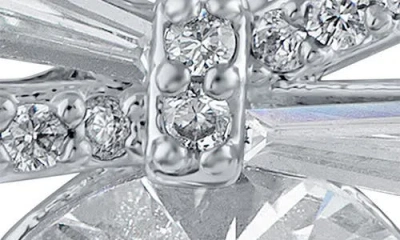 Cz By Kenneth Jay Lane Cubic Zirconia Ribbon Drop Earrings In Silver