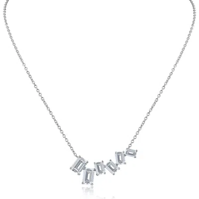 Cz By Kenneth Jay Lane Scatter Emerald Cubic Zirconia Necklace In Silver
