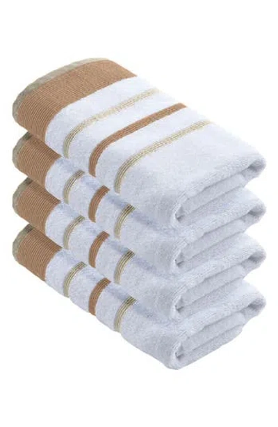 Woven & Weft Cotton Textured Stripe 4-pack Hand Towel Set